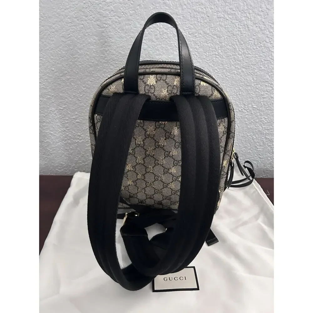 AUTHENTIC GUCCI GG SUPREME MONOGRAM BEES PRINT SMALL BACKPACK 427042